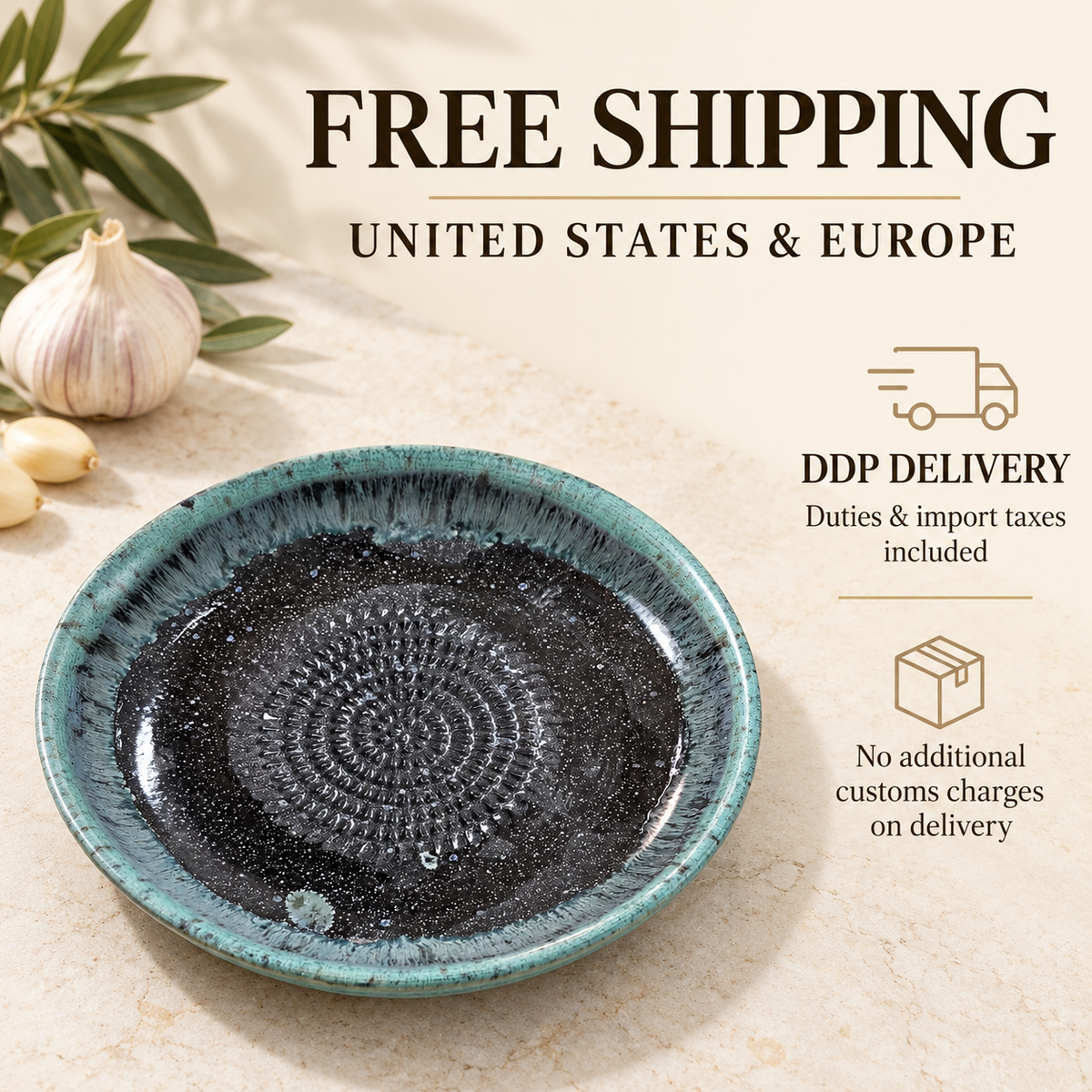 Garlic Grater Bowl, Glossy Black Ceramic Grater Plate, 7" Ceramic Garlic Grinder, Decorative Grater Bowl