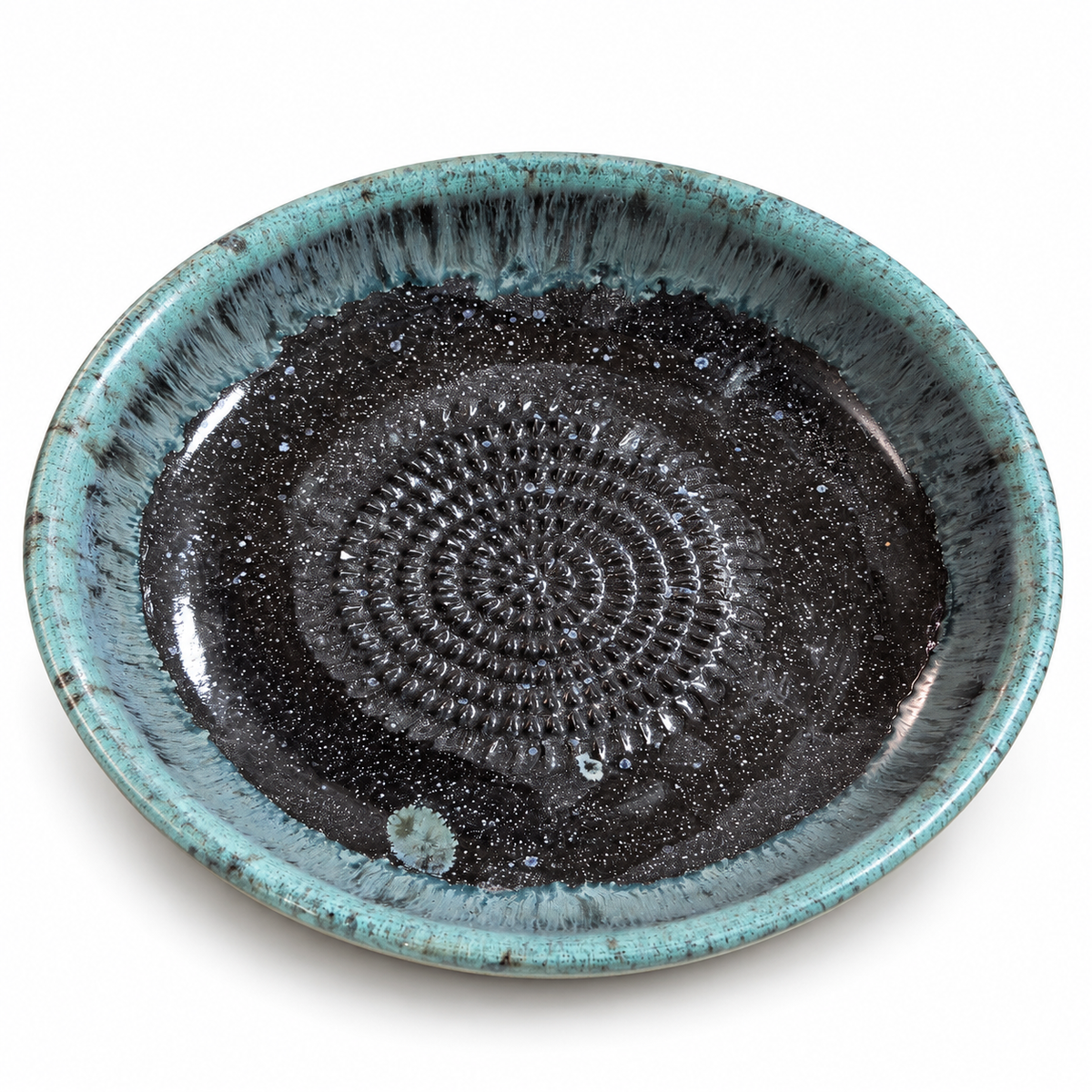 Garlic Grater Bowl, Glossy Black Ceramic Grater Plate, 7" Ceramic Garlic Grinder, Decorative Grater Bowl