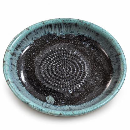 Garlic Grater Bowl, Glossy Black Ceramic Grater Plate, 7" Ceramic Garlic Grinder, Decorative Grater Bowl