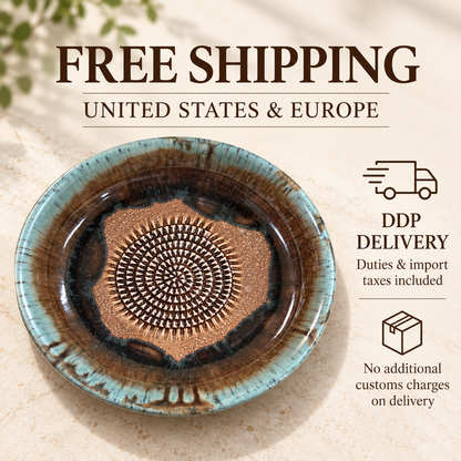 Garlic Grater Bowl, Marron Ceramic Grater Plate, 7" Ceramic Garlic Grinder, Decorative Grater Bowl