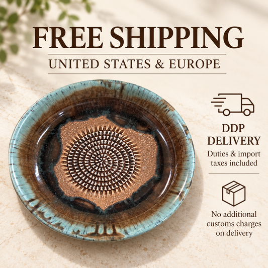 Marron glazed ceramic grater bowl, 7 inch garlic and ginger grater – photo 2