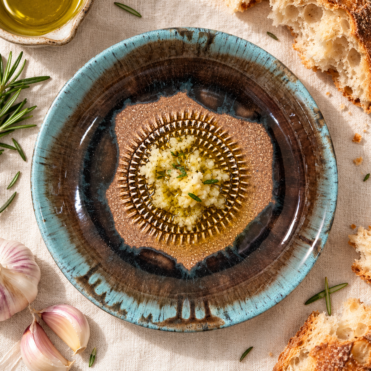 Garlic Grater Bowl, Marron Ceramic Grater Plate, 7" Ceramic Garlic Grinder, Decorative Grater Bowl