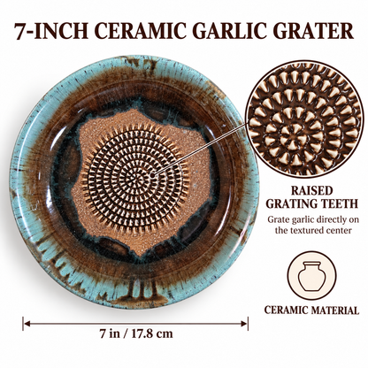 Garlic Grater Bowl, Marron Ceramic Grater Plate, 7" Ceramic Garlic Grinder, Decorative Grater Bowl