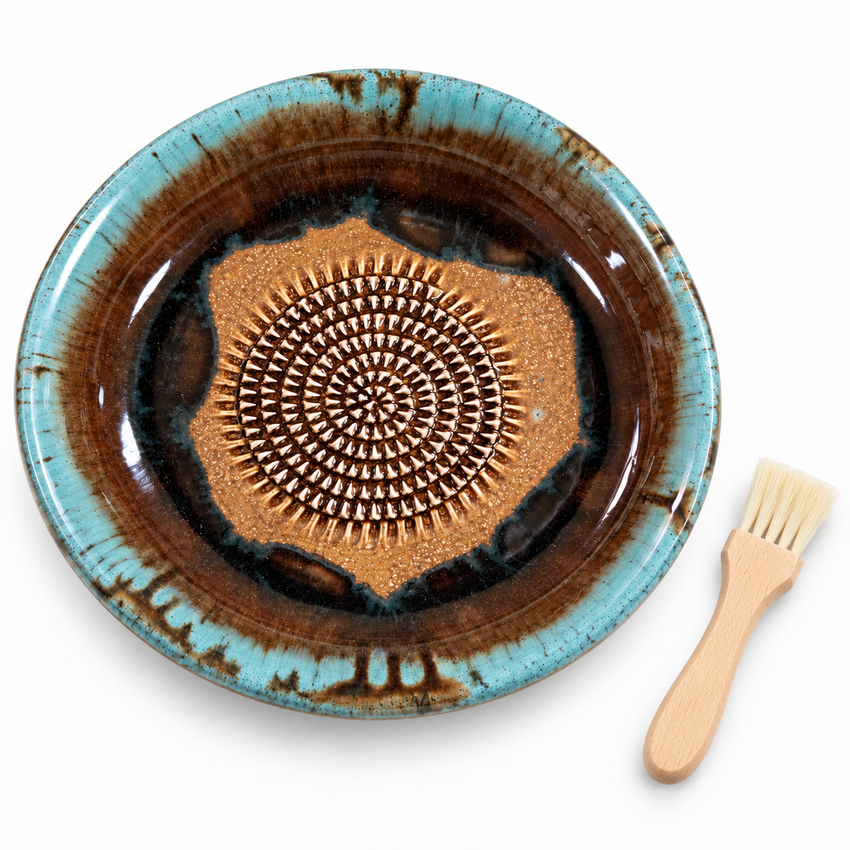Garlic Grater Bowl, Marron Ceramic Grater Plate, 7" Ceramic Garlic Grinder, Decorative Grater Bowl