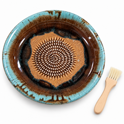 Garlic Grater Bowl, Marron Ceramic Grater Plate, 7" Ceramic Garlic Grinder, Decorative Grater Bowl