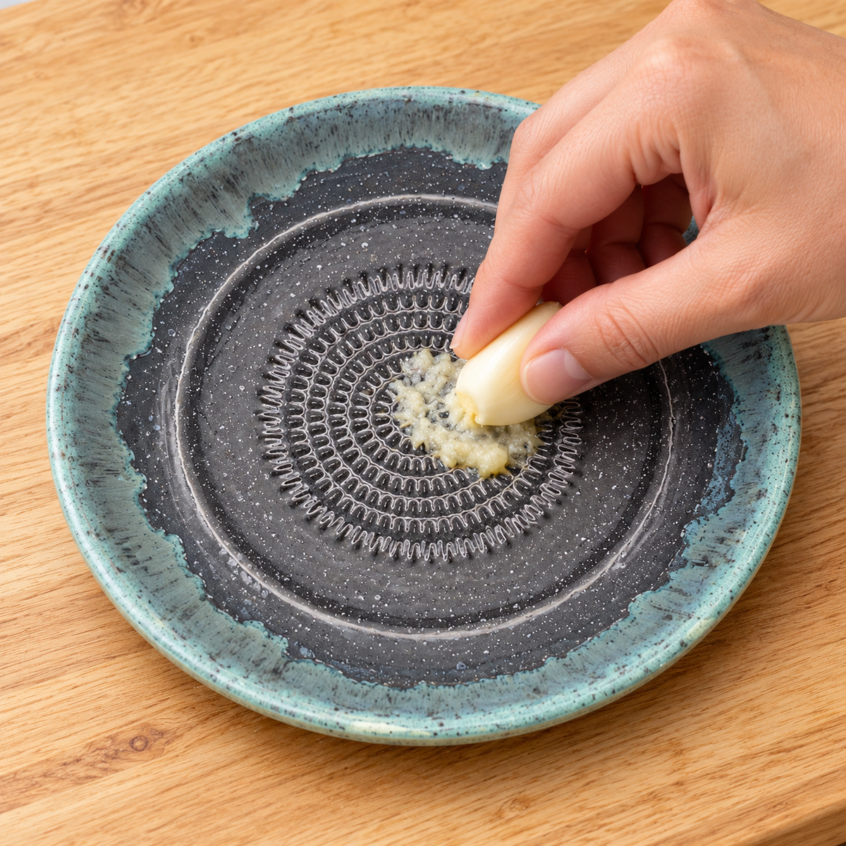 Garlic Grater Bowl, Matt Black Ceramic Grater Plate, 7" Ceramic Garlic Grinder, Decorative Grater Bowl