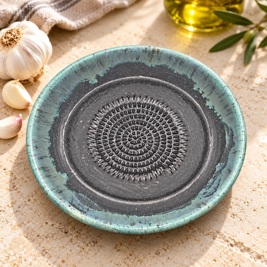Matt Black glazed ceramic grater bowl, 7 inch garlic and ginger grater