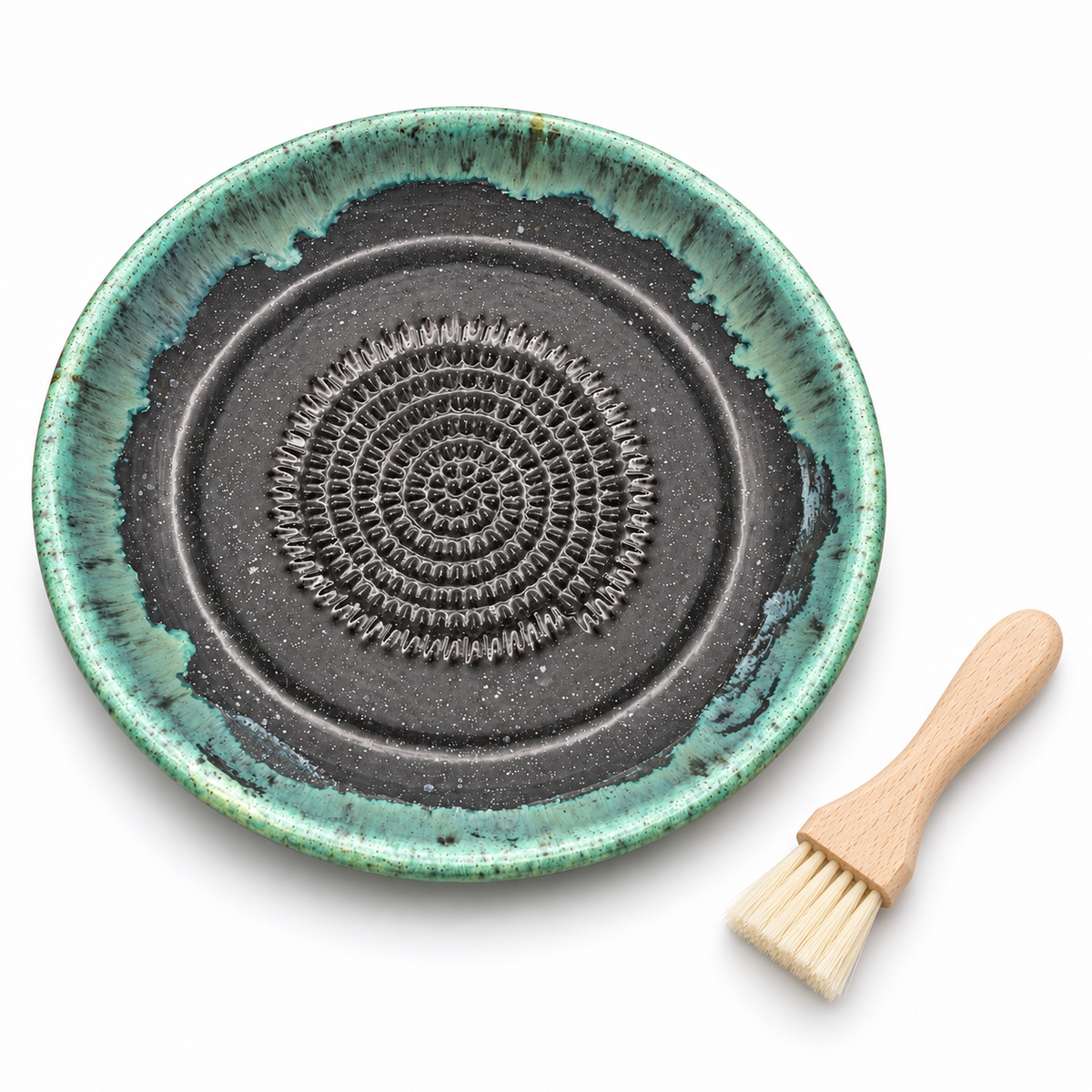 Garlic Grater Bowl, Matt Black Ceramic Grater Plate, 7" Ceramic Garlic Grinder, Decorative Grater Bowl