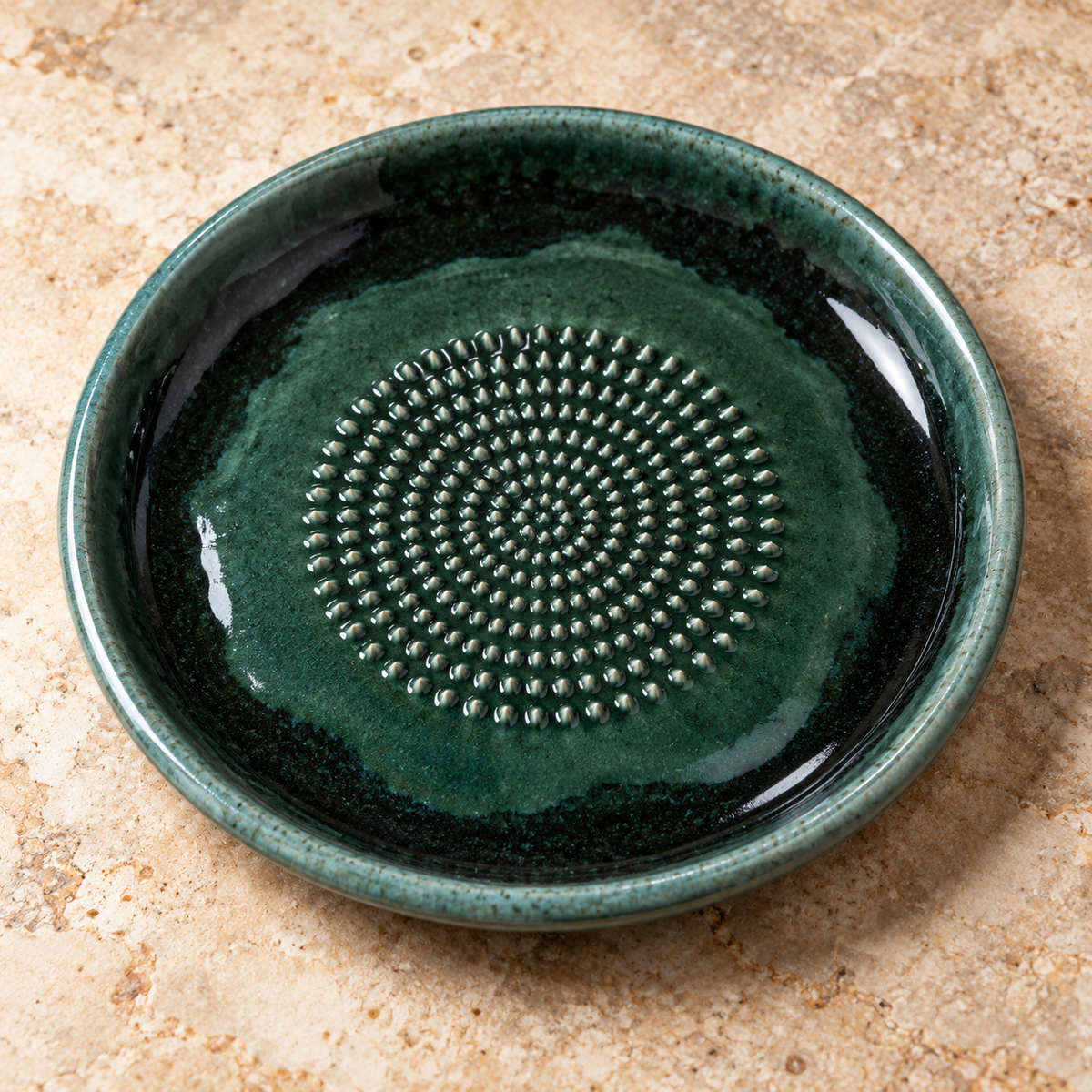 Garlic Grater Bowl, Moss Green Ceramic Grater Plate, 7" Ceramic Garlic Grinder, Decorative Grater Bowl