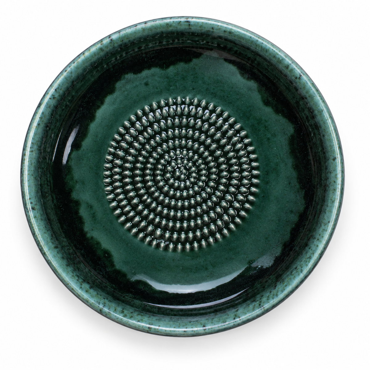 Garlic Grater Bowl, Moss Green Ceramic Grater Plate, 7" Ceramic Garlic Grinder, Decorative Grater Bowl