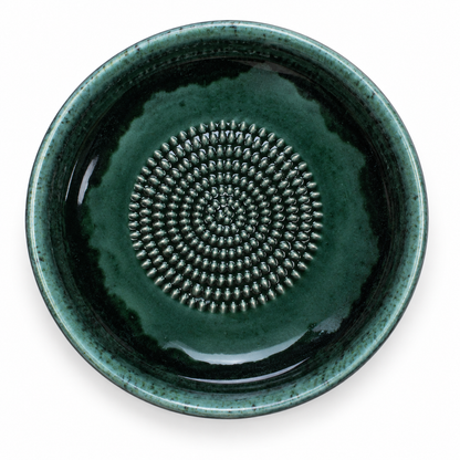 Garlic Grater Bowl, Moss Green Ceramic Grater Plate, 7" Ceramic Garlic Grinder, Decorative Grater Bowl