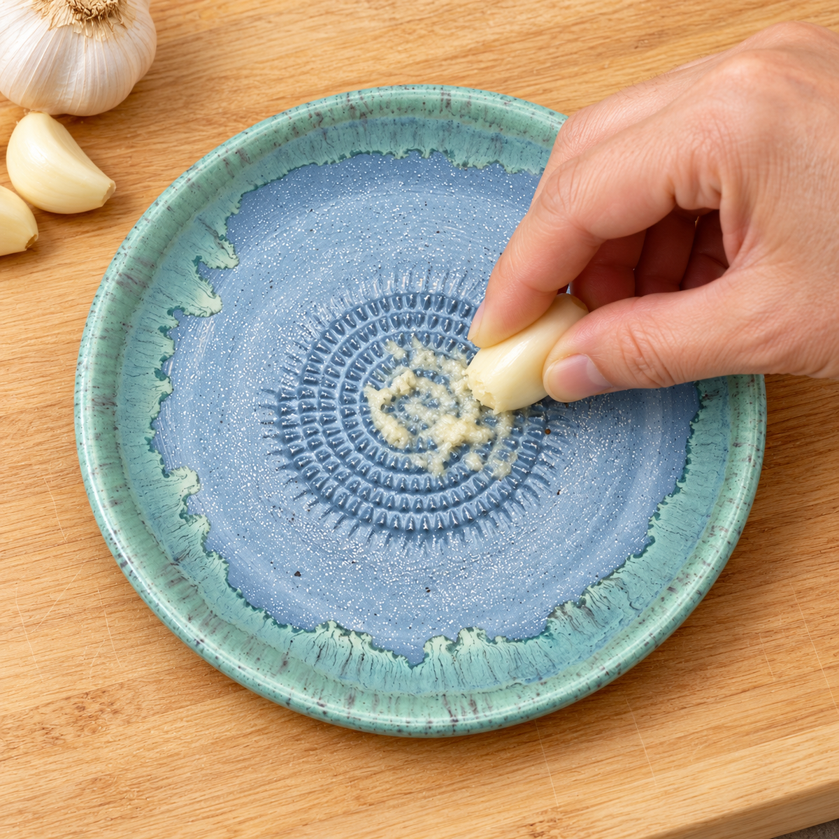 Garlic Grater Bowl, Slight Gray Ceramic Grater Plate, 7" Ceramic Garlic Grinder, Decorative Grater Bowl