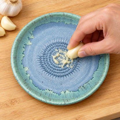 Garlic Grater Bowl, Slight Gray Ceramic Grater Plate, 7" Ceramic Garlic Grinder, Decorative Grater Bowl