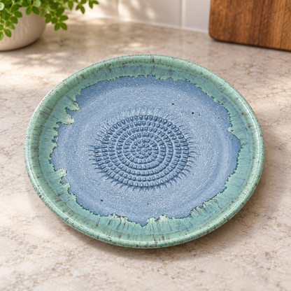 Garlic Grater Bowl, Slight Gray Ceramic Grater Plate, 7" Ceramic Garlic Grinder, Decorative Grater Bowl