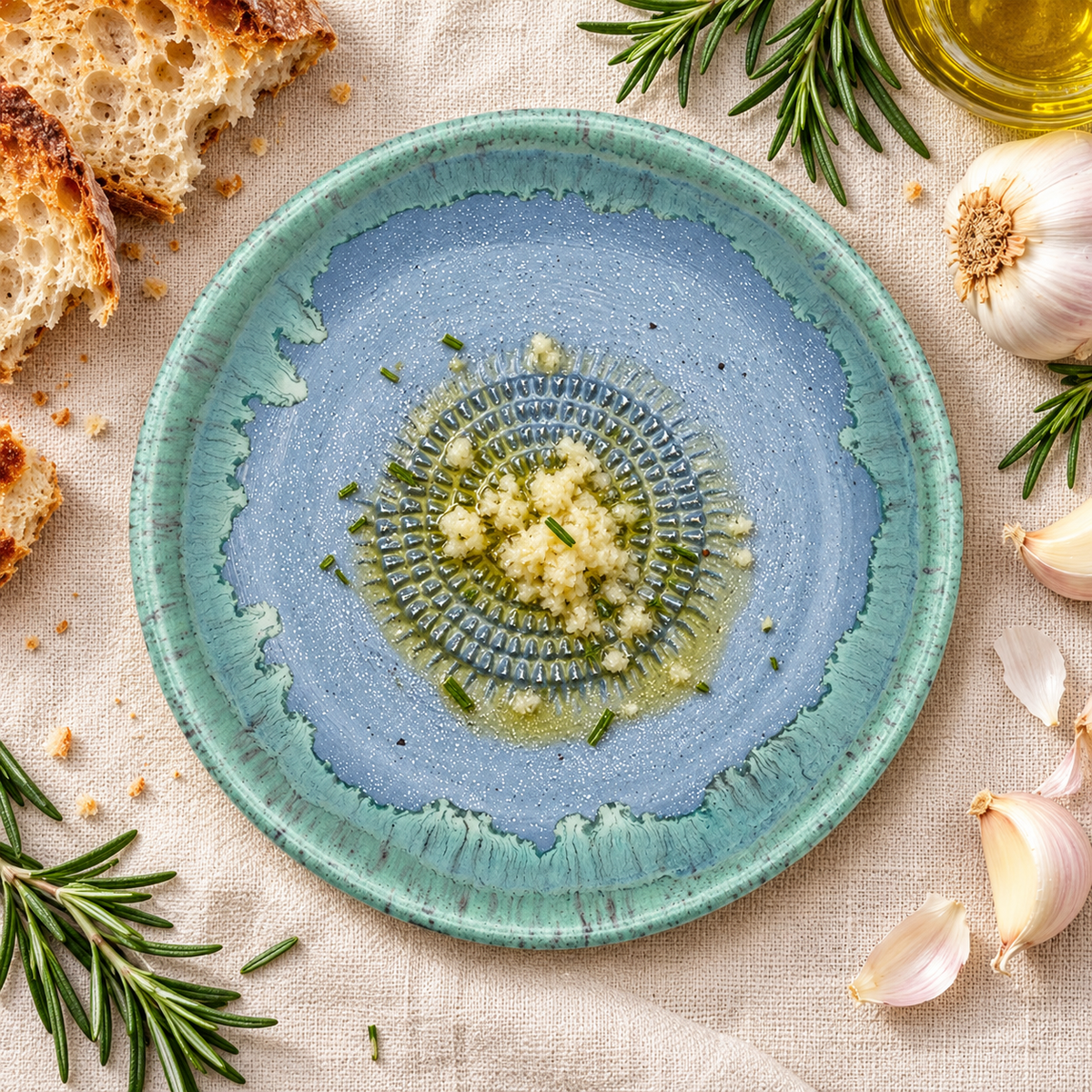 Garlic Grater Bowl, Slight Gray Ceramic Grater Plate, 7" Ceramic Garlic Grinder, Decorative Grater Bowl