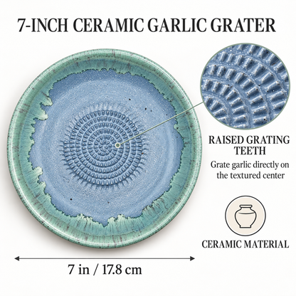 Garlic Grater Bowl, Slight Gray Ceramic Grater Plate, 7" Ceramic Garlic Grinder, Decorative Grater Bowl