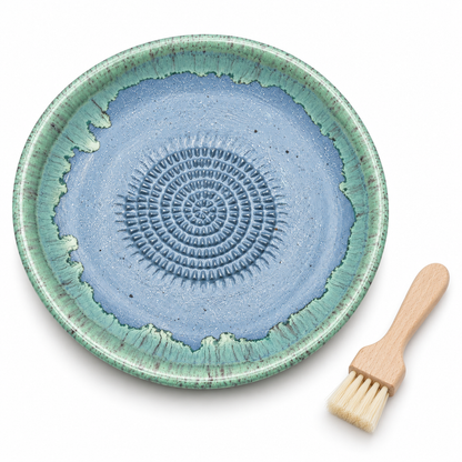Garlic Grater Bowl, Slight Gray Ceramic Grater Plate, 7" Ceramic Garlic Grinder, Decorative Grater Bowl