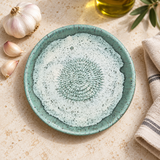 Garlic Grater Bowl, Spotted Mint Ceramic Grater Plate, 7" Ceramic Garlic Grinder, Decorative Grater Bowl