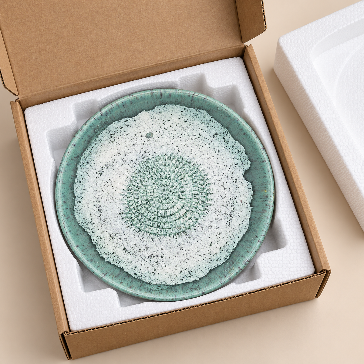 Garlic Grater Bowl, Spotted Mint Ceramic Grater Plate, 7" Ceramic Garlic Grinder, Decorative Grater Bowl