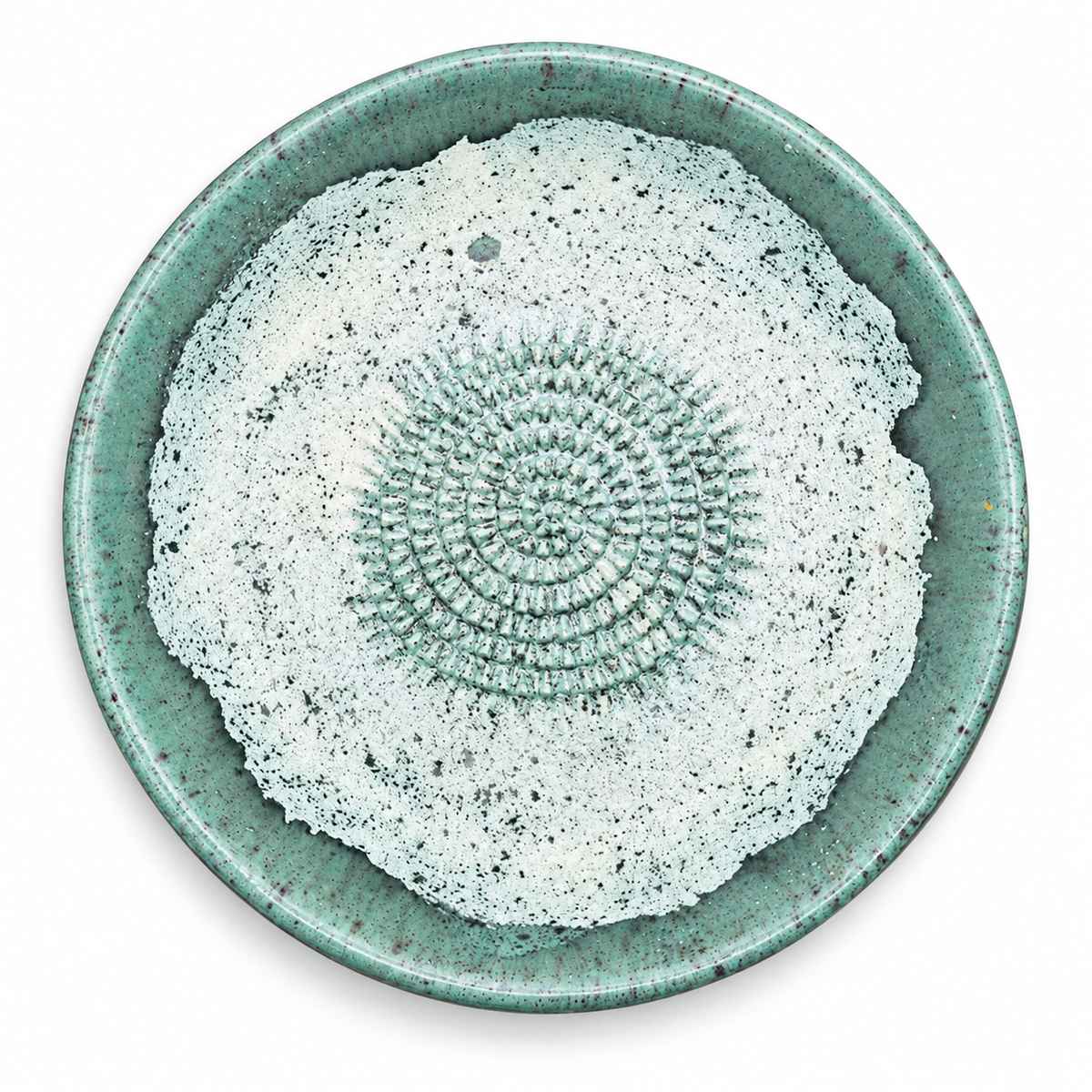 Garlic Grater Bowl, Spotted Mint Ceramic Grater Plate, 7" Ceramic Garlic Grinder, Decorative Grater Bowl