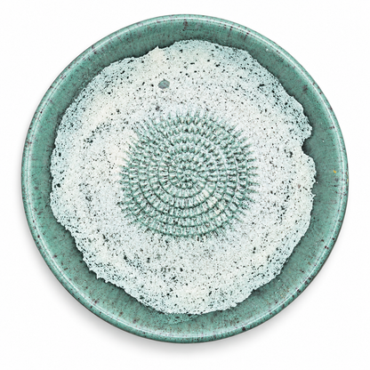 Garlic Grater Bowl, Spotted Mint Ceramic Grater Plate, 7" Ceramic Garlic Grinder, Decorative Grater Bowl