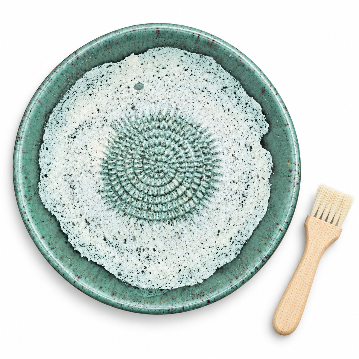 Garlic Grater Bowl, Spotted Mint Ceramic Grater Plate, 7" Ceramic Garlic Grinder, Decorative Grater Bowl