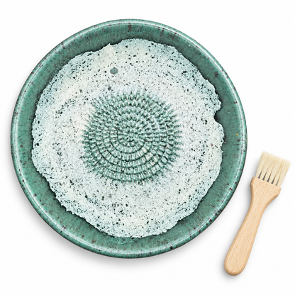 Garlic Grater Bowl, Spotted Mint Ceramic Grater Plate, 7" Ceramic Garlic Grinder, Decorative Grater Bowl