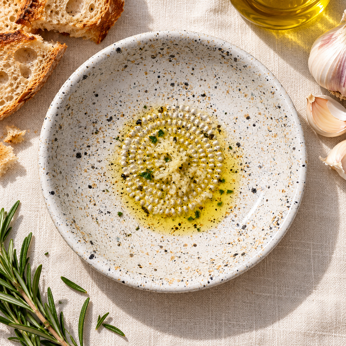 Garlic Grater Bowl,  White Speckale Ceramic Grater Plate, 7" Ceramic Garlic Grinder, Decorative Grater Bowl