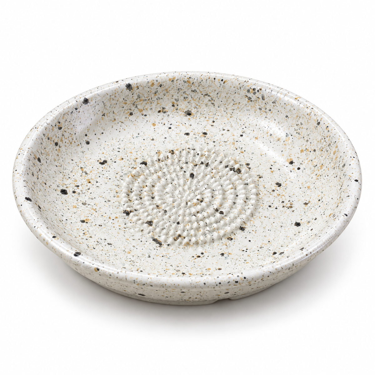 Garlic Grater Bowl,  White Speckale Ceramic Grater Plate, 7" Ceramic Garlic Grinder, Decorative Grater Bowl