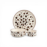 Roasted Mocha Design Dinnerware Set, Turkish Ceramic Tableware Set, 3 Piece Dining Set