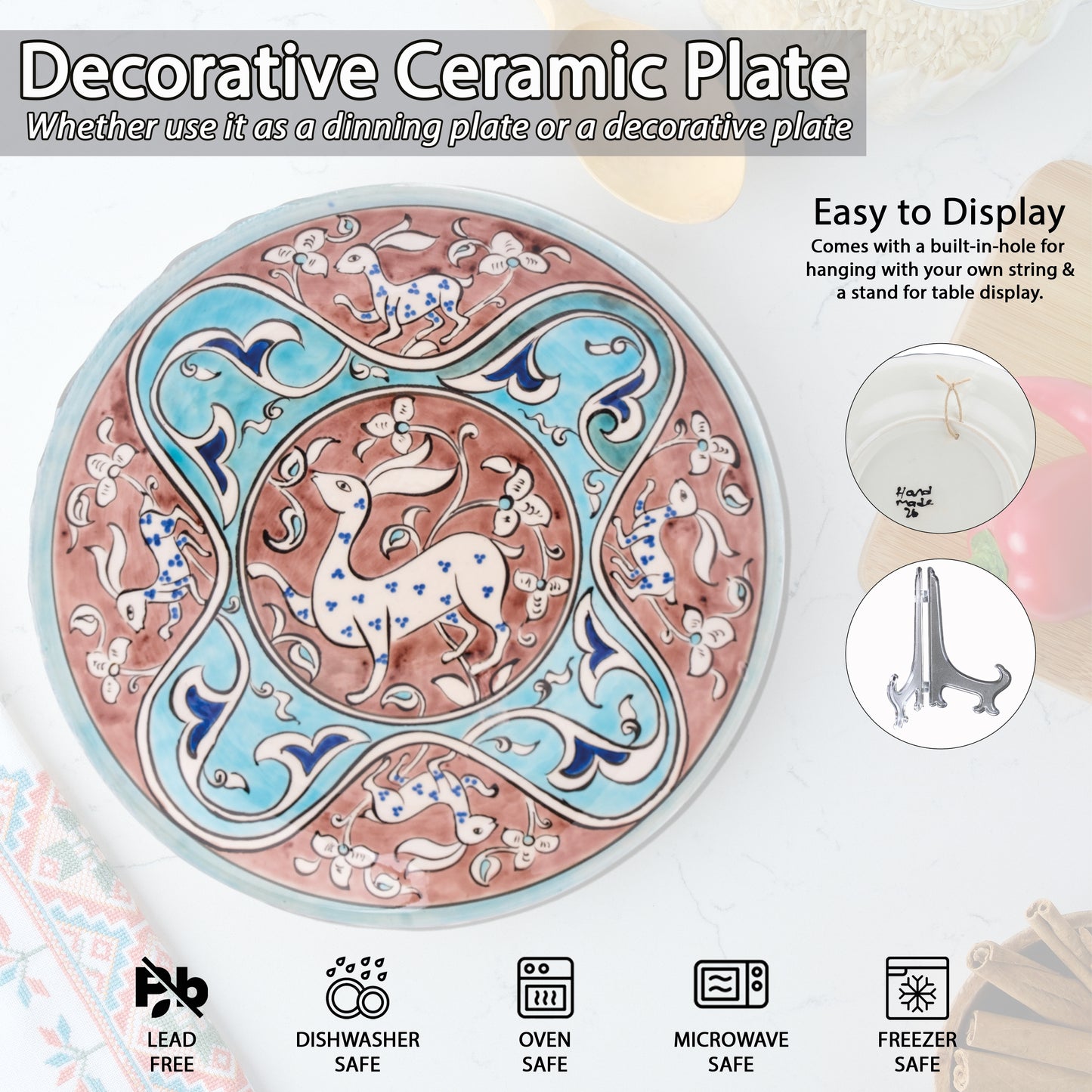 Ceramic Decorative Plate, Mystic Deer Decorative Plate