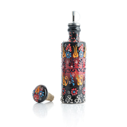 Ceramic Oil Dispenser, 7.5 Oz Olive Oil Dispener, Black Oil Bottle