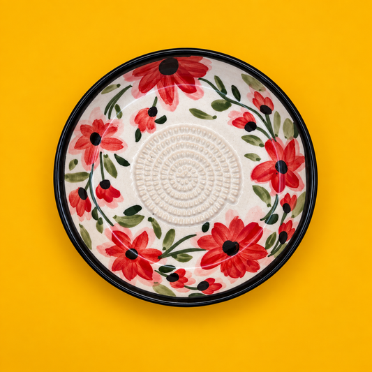 Rosy Bloom hand-painted ceramic grater plate, 7 inch garlic and ginger grater – photo 2