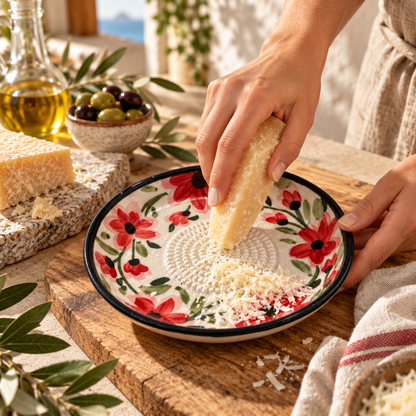 Ceramic Garlic Grater Plate, 7" Handmade & Hand-Painted for Garlic and Ginger