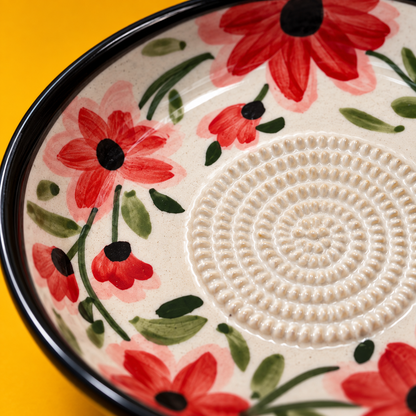 Ceramic Garlic Grater Plate, 7" Handmade & Hand-Painted for Garlic and Ginger