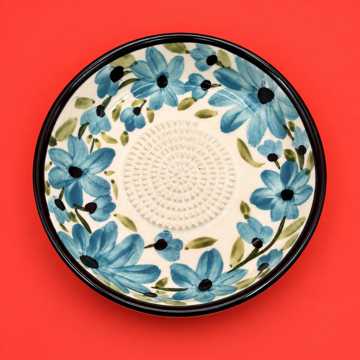 Ceramic Garlic Grater Plate, 7" Handmade & Hand-Painted for Garlic and Ginger