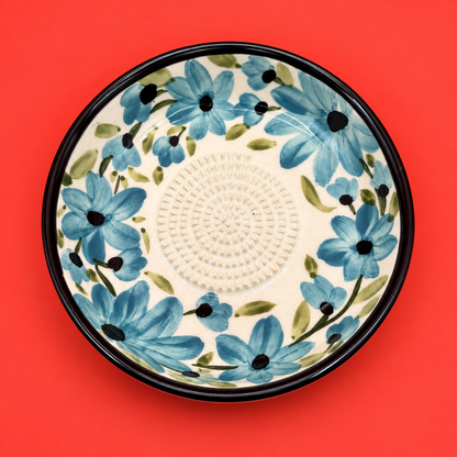 Ceramic Garlic Grater Plate, 7" Handmade & Hand-Painted for Garlic and Ginger