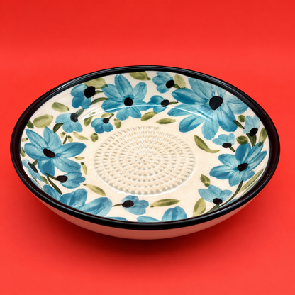 Ceramic Garlic Grater Plate, 7" Handmade & Hand-Painted for Garlic and Ginger