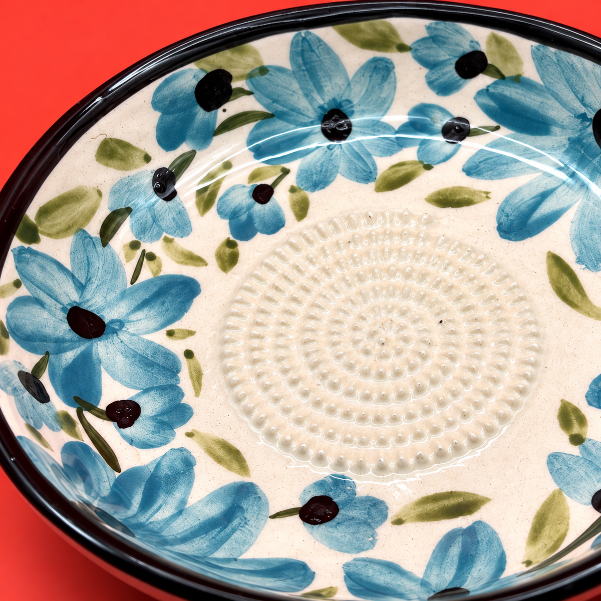 Ceramic Garlic Grater Plate, 7" Handmade & Hand-Painted for Garlic and Ginger