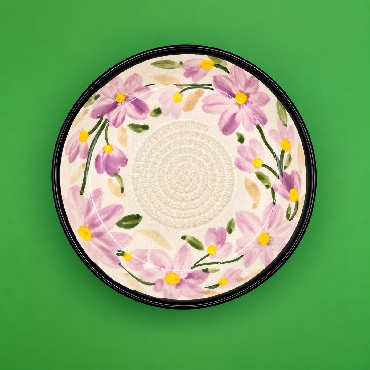 Ceramic Garlic Grater Plate, 7" Handmade & Hand-Painted for Garlic and Ginger
