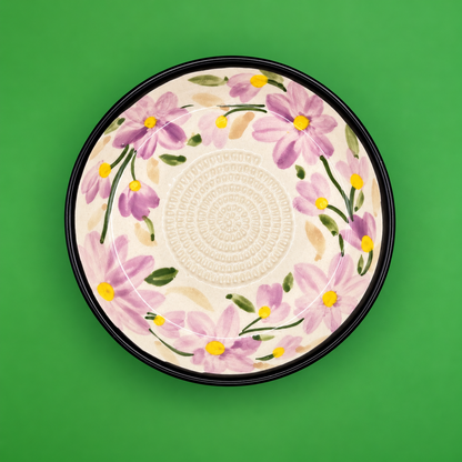 Ceramic Garlic Grater Plate, 7" Handmade & Hand-Painted for Garlic and Ginger