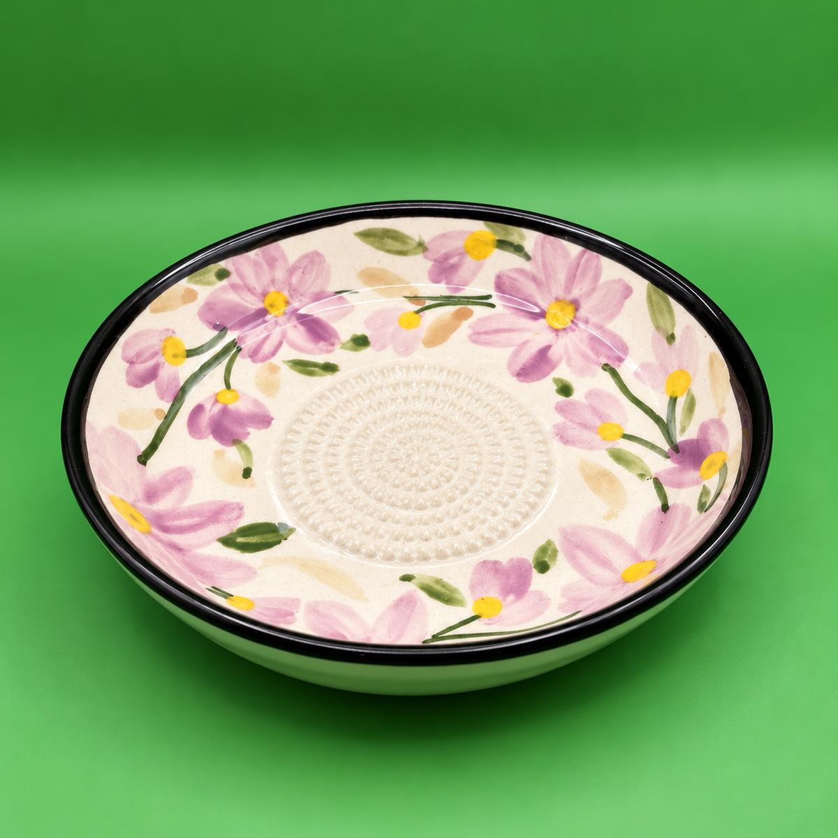 Ceramic Garlic Grater Plate, 7" Handmade & Hand-Painted for Garlic and Ginger