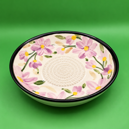 Ceramic Garlic Grater Plate, 7" Handmade & Hand-Painted for Garlic and Ginger