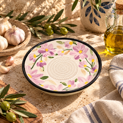 Ceramic Garlic Grater Plate, 7" Handmade & Hand-Painted for Garlic and Ginger
