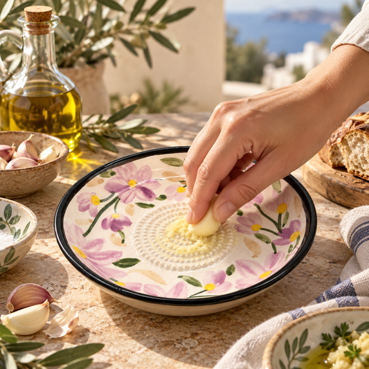 Lilac Garden hand-painted ceramic grater plate, 7 inch garlic and ginger grater – photo 2