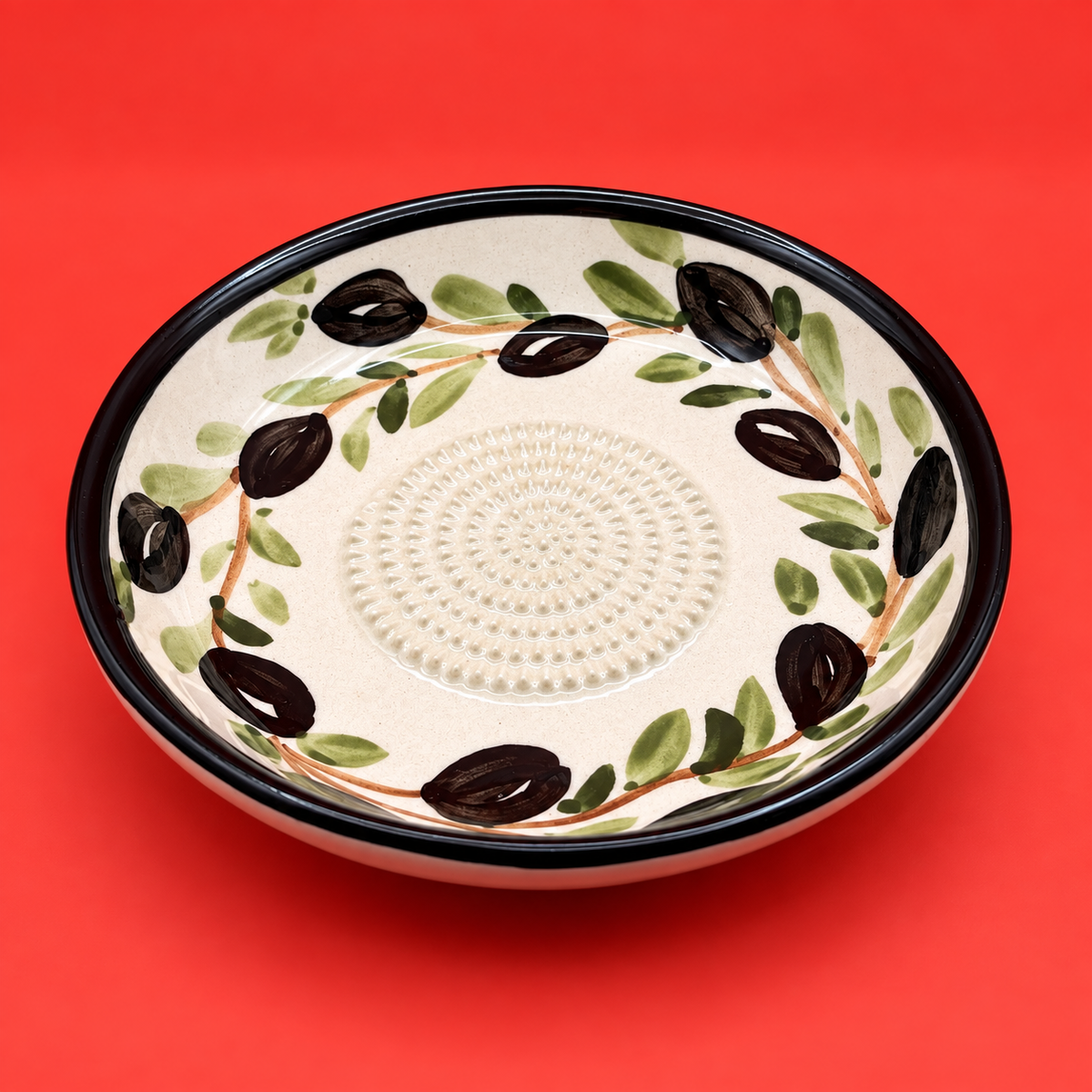 Ceramic Garlic Grater Plate, 7" Handmade & Hand-Painted for Garlic and Ginger