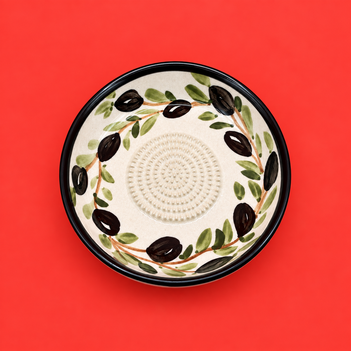 Ceramic Garlic Grater Plate, 7" Handmade & Hand-Painted for Garlic and Ginger
