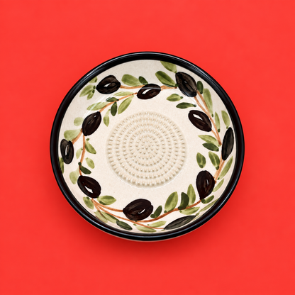 Ceramic Garlic Grater Plate, 7" Handmade & Hand-Painted for Garlic and Ginger