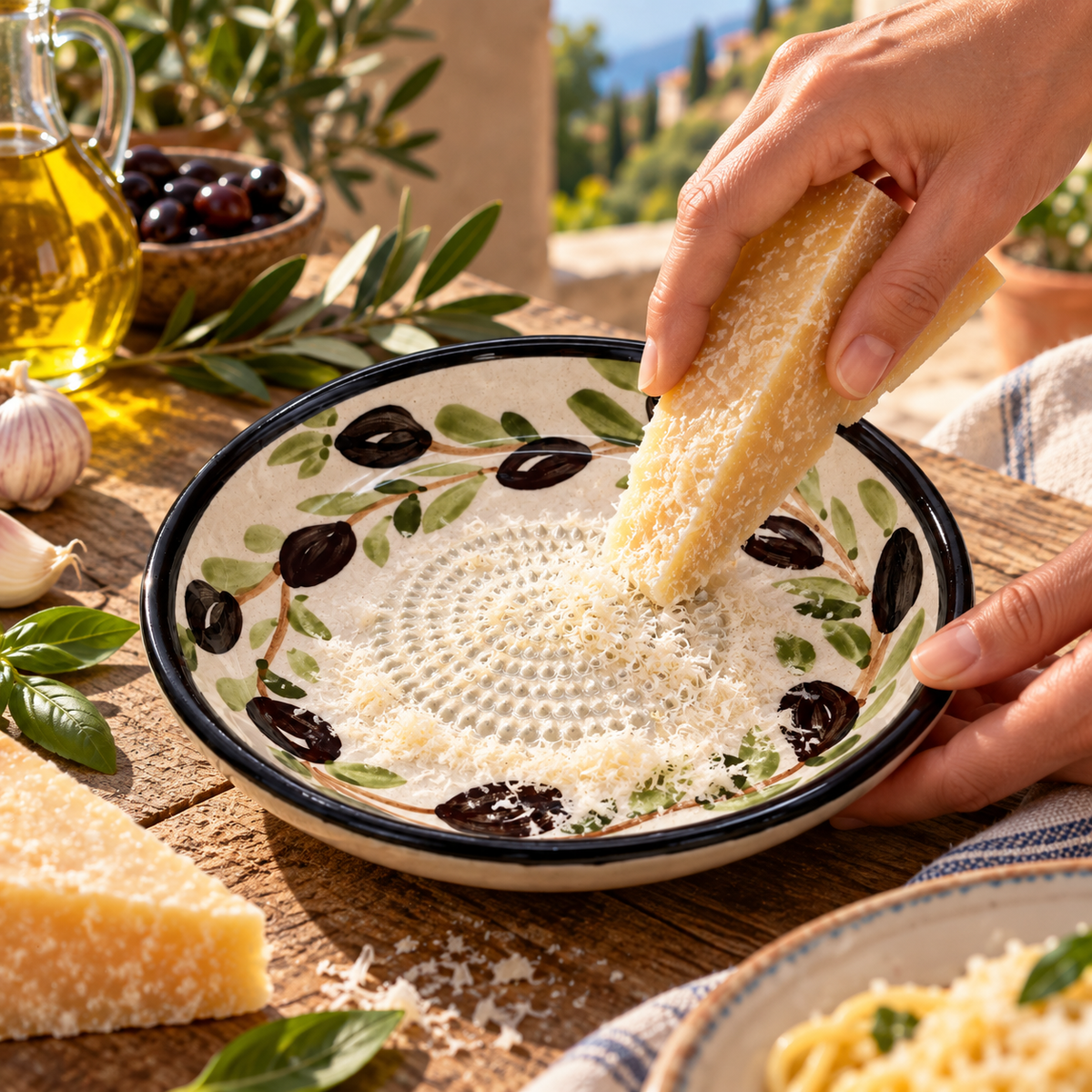 Ceramic Garlic Grater Plate, 7" Handmade & Hand-Painted for Garlic and Ginger