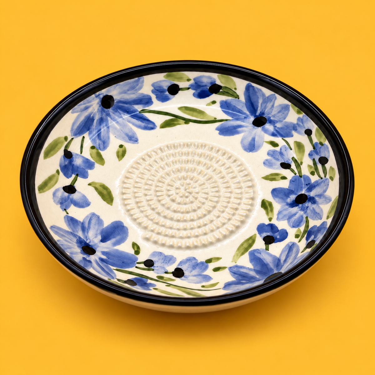 Ceramic Garlic Grater Plate, 7" Handmade & Hand-Painted for Garlic and Ginger
